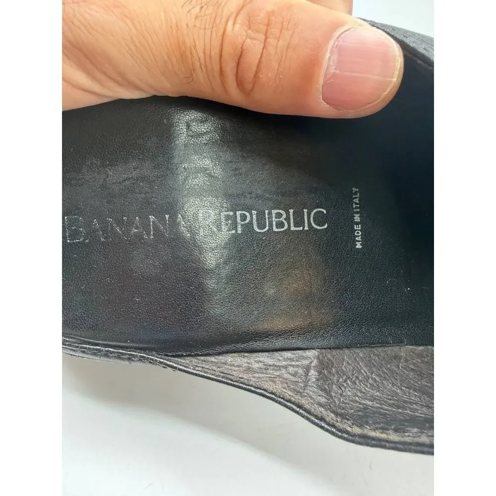 Banana Republic Black Leather Slide Mules Women's Italy Comfort Sandals - Picture 6 of 13
